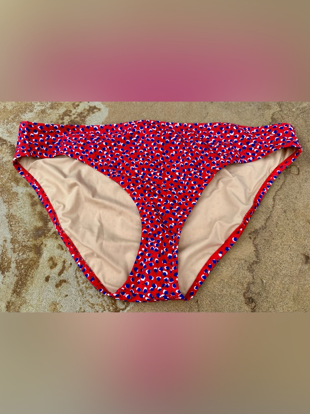 🆕 🔖  J. Crew ✨ Red & Blue Bikini Bottoms ✨ Size Large ✨ NWT!
